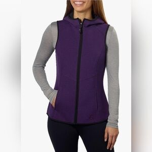 Gerry Women's NWT "Blackberry" Purple Lightweight Hooded Zip-Up Knit Vest Sz XL
